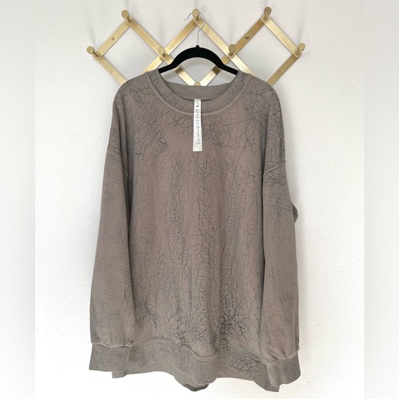 LULULEMON Perfectly Oversized Crew Thread Dye Rover Black Beige Taupe Size 12 - Picture 7 of 10